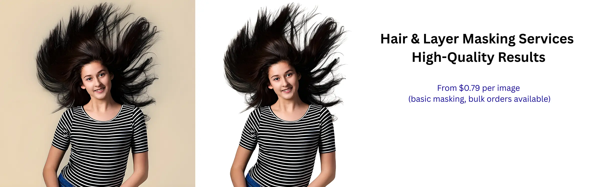 Hair masking and layer masking service with detailed hair extraction example